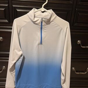 Peter Millar Blue and Stone Grey Quarter-Zip Pullover